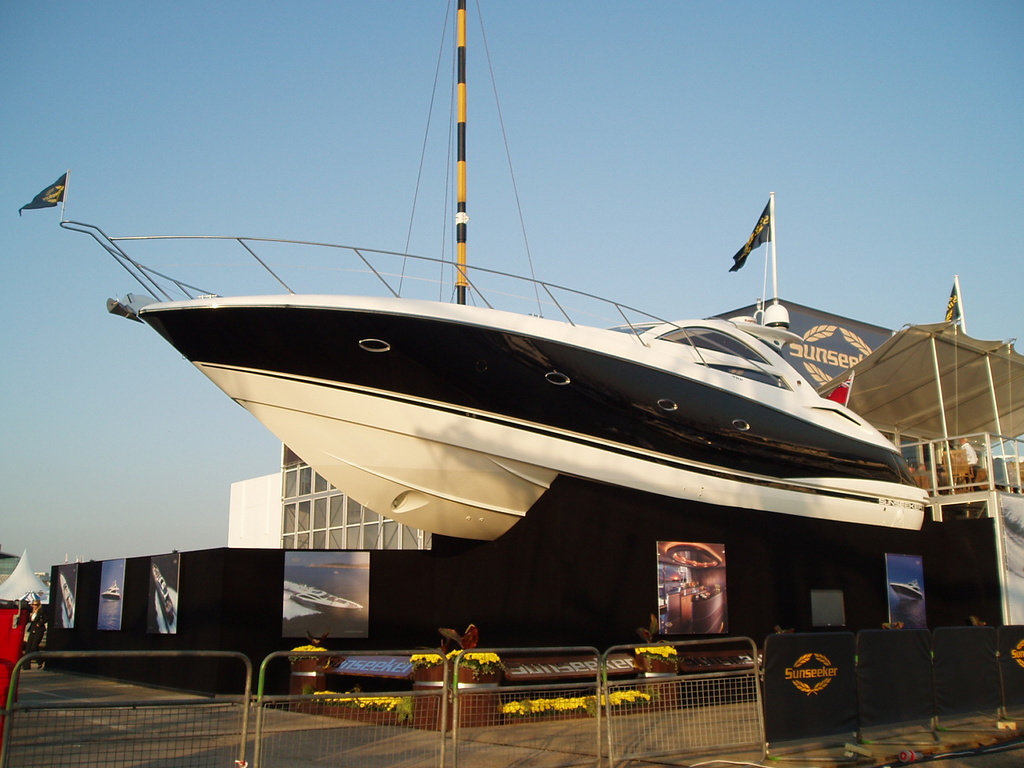 A Sunseeker Yacht at the Southampton Boat Show.