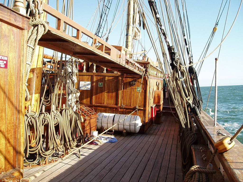 Looking back along the deck.