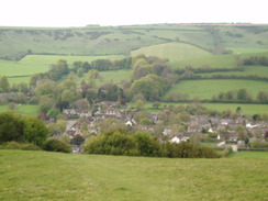 P20105110090	Looking down over Sydling St Nicholas.