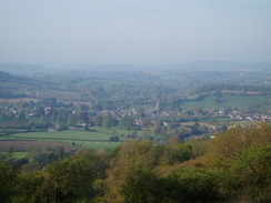 P20105120168	The view down over Beaminster, with the sea in the distance.