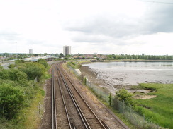 P20106300059	The railway lines at Redbridge.