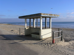 P2010B290946	A beach shelter in Bournemouth.