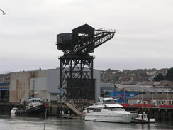 P20111041524	The Giant Hammerhead Crane dominates the skyline above West Cowes.