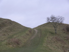 P20112012503	The ramparts of the fort on Hod Hill.