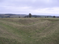 P20112012511	The ramparts of the fort on Hod Hill.