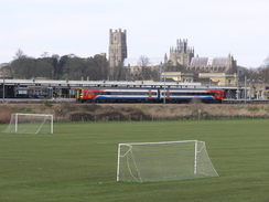 P201120113143211	Ely station and cathedral.