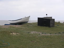 P20114074338	A boat at Sizewell Gap.