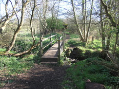 P20114084431	A footbridge over a stream near Potton Hall.