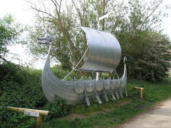 P20115175632	A Viking Longboat sculpture beside the trail.