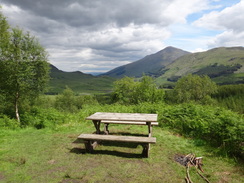 P2011DSC00410	A table in the forest above Crianlarich.