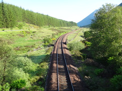 P2011DSC00470	Crossing the railway line to the north of Tyndrum.