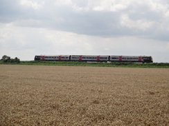 P2011DSC01849	A train on the railway line.