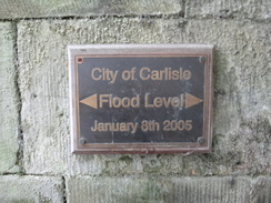 P2011DSC05159	A flood level sign on the A7(T) bridge over the Eden in Carlisle.