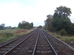 P2011DSC05365	Crossing the railway line at Thirlwall.