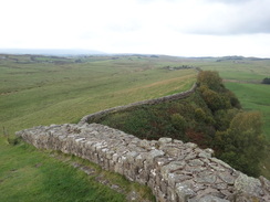 P2011DSC05447	Following the Wall east over Cawfield Crags.