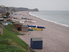 P2011DSC07211	Looking east along the beach in Budleigh Salterton.
