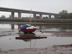 P2011DSC07414	A view back towards the bridge carrying the M5 over the Exe.