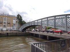 P2012DSC01088	The swing footbridge over the entrance into Greenland Dock.