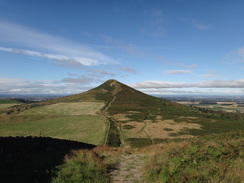 P2012DSC02888	The descent towards Roseberry Topping from Great Ayton Moor.