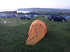 P2012DSC03268	My tent at the campsite above Robin Hood's Bay.