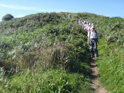 P2012DSC03351	A long line of people descending past Cloughton Wyke.