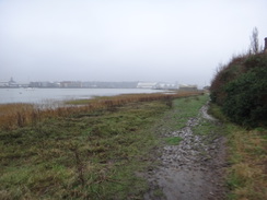 P2013DSC04671	The path along the foreshore in Upper Upnor.