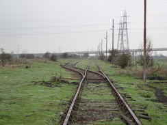 P2013DSC04834	The railway line leading towards Ridham Dock.