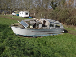 P2018DSC08230	A ruined boat at the Twenty Pence marina.