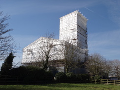 P2018DSC08761	The shrouded Fotheringhay church.