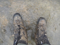 P2018DSC09279	Muddy boots in the ford.