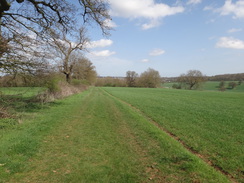 P2018DSC09783	The path leading down from Easton on the Hill towards the A1.