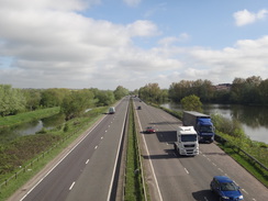 P2018DSC00214	The view from the first footbridge over the A45 at Higham Ferrers.