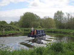 P2018DSC00331	A canal boat on the Nene between Thrapson and Islip.