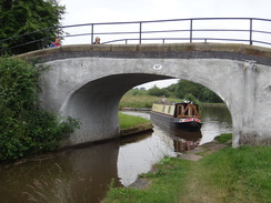 P2018DSC01538	A boat negotiationing the bridge at Hurleston Junction.