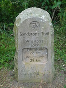 P2018DSC01591	A Sandstone Trail marker at Wharton's Lock.