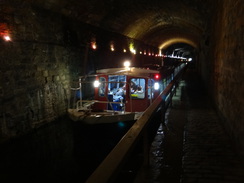 P2018DSC03541	A boat heading through Falkirk Tunnel.