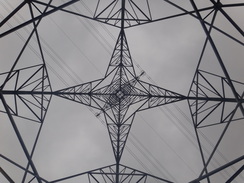 P2018DSC03799	A view up an electricity pylon.