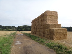 P2018DSC04755	Hay bales beside a track to the southwest of Mickleton Hills Farm.