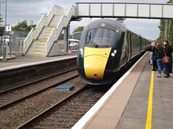 P2018DSC05059	A new IET train at Kingham station.