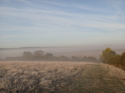 P2018DSC05081	Heading down into the mist to the west of Bledington.