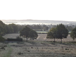 P2018DSC05250	The view back towards Moreton-in-Marsh from the climb past Batsford Arboretum.