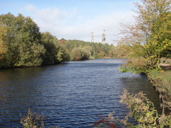 P2018DSC05805	Vicar Water, with the Clipstone colliery headstocks beyond.