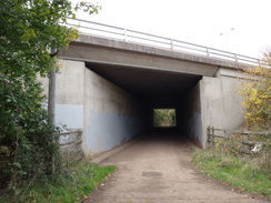 P2018DSC06184	A bridge under the M5 to the east of Worcester.