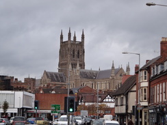 P2018DSC06192	A view towards Worcester Cathedral from near the Commandery.