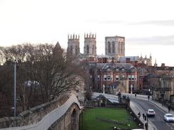P2018DSC06873	Looking back towards York Minster from the city walls.