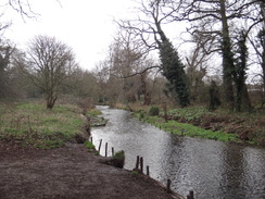 P2019DSC07770	The River Cray heading towards Five Arch Bridge.