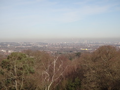 P2019DSC08025	The view north from the Addington Hills viewpoint towards the City and Canary Wharf.