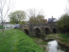 P2019DSCF3050	The medieval bridge over Alconbury Brook in Alconbury.