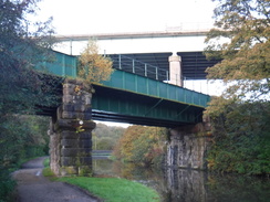P2019DSCF3373	The M6 and rail bridges at Gathurst.