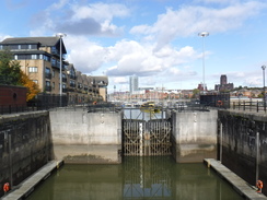 P2019DSCF3722	The lock gates leading into Brunswick Dock.